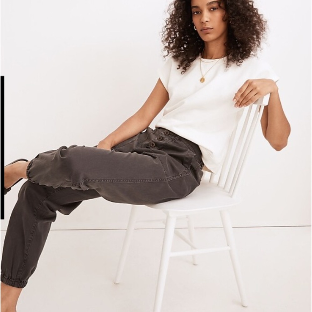 Madewell Griff Pull-on Tapered Fatigue Pants, Faded Black